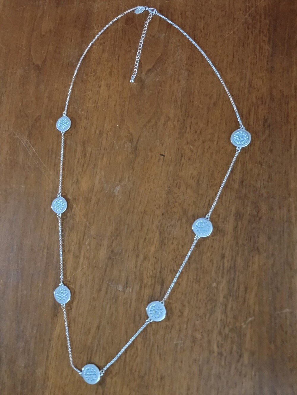 Silver and aquamarine long necklace